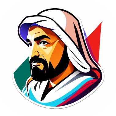 İkon Arap şeyhi, Şeyh siluet doğrusal ikon, Tapılası Şeyh, Oturan Şeyh çizgi filminin tuhaf zevki, beyaz arka planda şeyh ikonu. Çöl kavramından basit bir örnek..