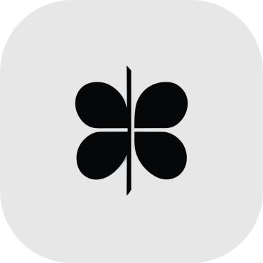 Basit siyah dört yapraklı yonca, siyah vektör dört yapraklı yaprak, logo ve simge, tişört posteri, Geometrik dört yapraklı yonca, ikon vektör çizimi. imza ve sembol. 