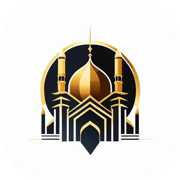 背景にモスクのイラスト イスラムロゴのコンセプトデザインベクトル モスクピンベクトル イスラム教徒のロゴ アイコン — ストックベクタ