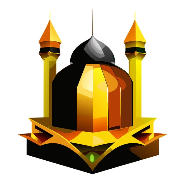 背景中的清真寺图解 伊斯兰标志概念设计矢量 清真寺别针矢量 穆斯林标志 — 图库矢量图片