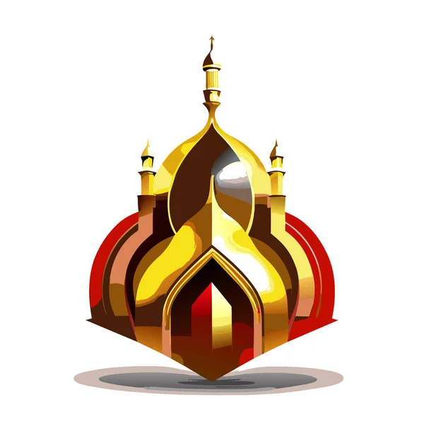 背景にモスクのイラスト イスラムロゴのコンセプトデザインベクトル モスクピンベクトル イスラム教徒のロゴ アイコン — ストックベクタ