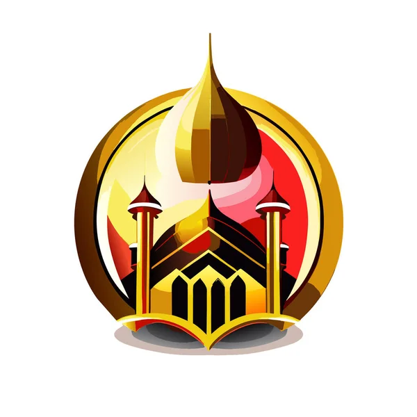 Απεικόνιση Ενός Τζαμιού Στο Παρασκήνιο Ισλαμικό Λογότυπο Έννοια Σχεδιασμό Διάνυσμα — Διανυσματικό Αρχείο