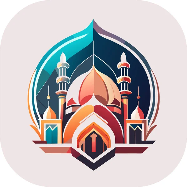 Illustration Moské Bakgrunden Islamisk Logotyp Koncept Design Vektor Moské Pin — Stock vektor