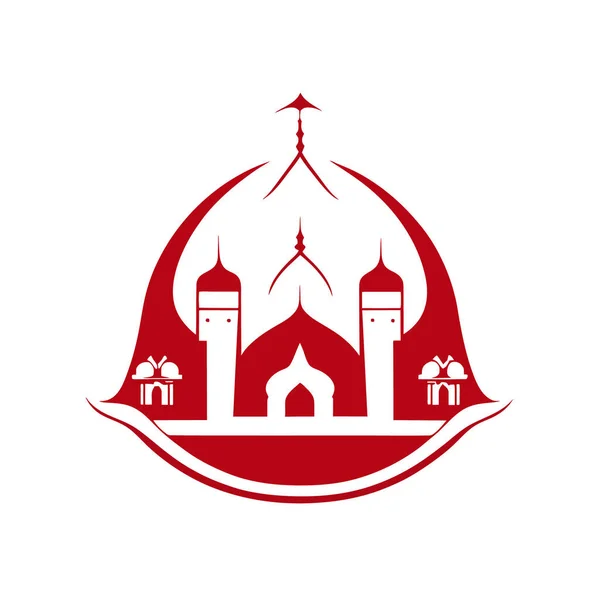 Arka Planda Bir Cami Çizimi Slami Logo Tasarım Vektörü Cami — Stok Vektör