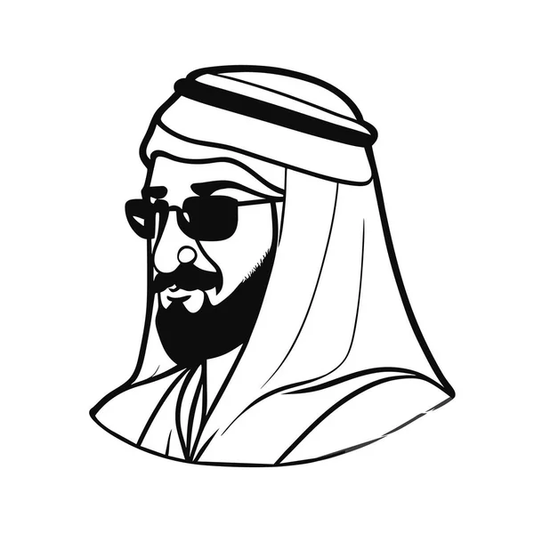 Ikon Arabisk Shejk Sheikh Siluett Linjär Ikon Bedårande Shejk Nyckfull — Stock vektor