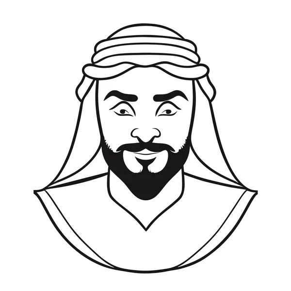 Kon Arap Şeyhi Şeyh Siluet Doğrusal Ikon Tapılası Şeyh Oturan — Stok Vektör