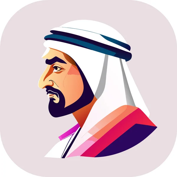 Εικόνα Arab Sheikh Sheikh Σιλουέτα Γραμμική Εικόνα Αξιολάτρευτο Sheikh Whimsical — Διανυσματικό Αρχείο