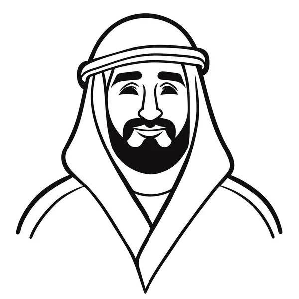 Ікона Арабський Шейх Лінійна Ікона Силует Шейха Чарівний Шейх Примхлива — стоковий вектор