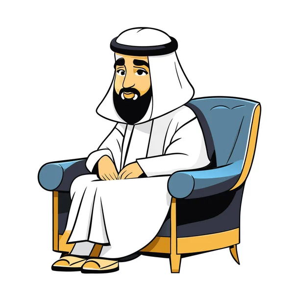 Icon Arab Sheikh Sheikh Silhouette Linear Icon Adorable Sheikh Whimsical — Stock Vector