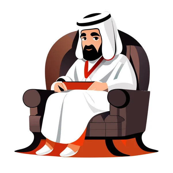 Icon Arab Sheikh Sheikh Silhouette Linear Icon Adorable Sheikh Whimsical — Stock Vector