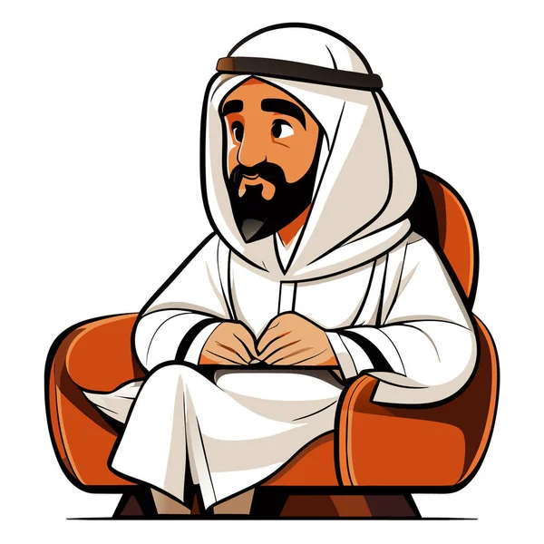 Kon Arap Şeyhi Şeyh Siluet Doğrusal Ikon Tapılası Şeyh Oturan — Stok Vektör