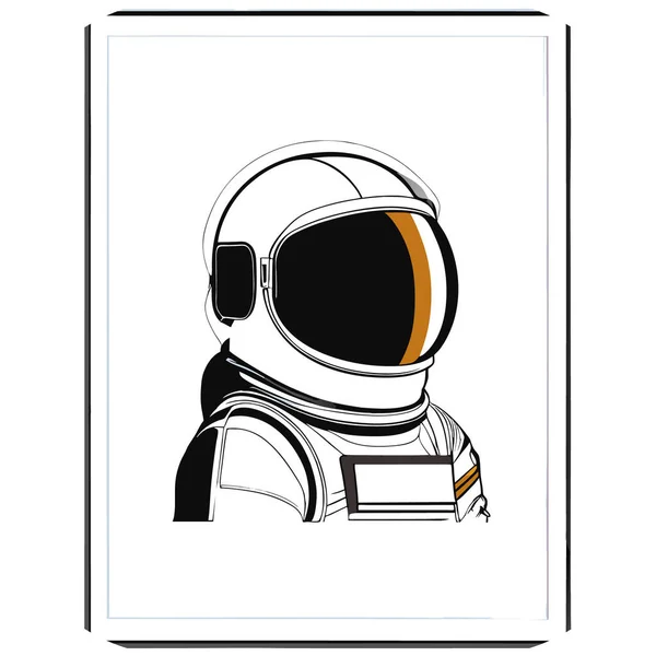 Icono Astronauta Ilustración Aislada Del Logotipo Con Estilo Blanco Negro — Archivo Imágenes Vectoriales