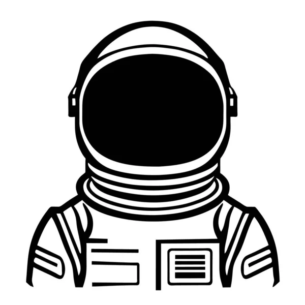 stock vector Astronaut icon and logo isolated illustration with black and white style for template. t-shirt poster, Vector astronaut silhouette. Neon sign glowing tubes style. White drawing on black background. 