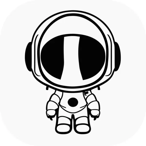 宇航员图标和标志隔离插图与黑白风格的模板 T恤海报 矢量宇航员轮廓 霓虹灯发光管风格 黑色背景上的白色绘图 — 图库矢量图片