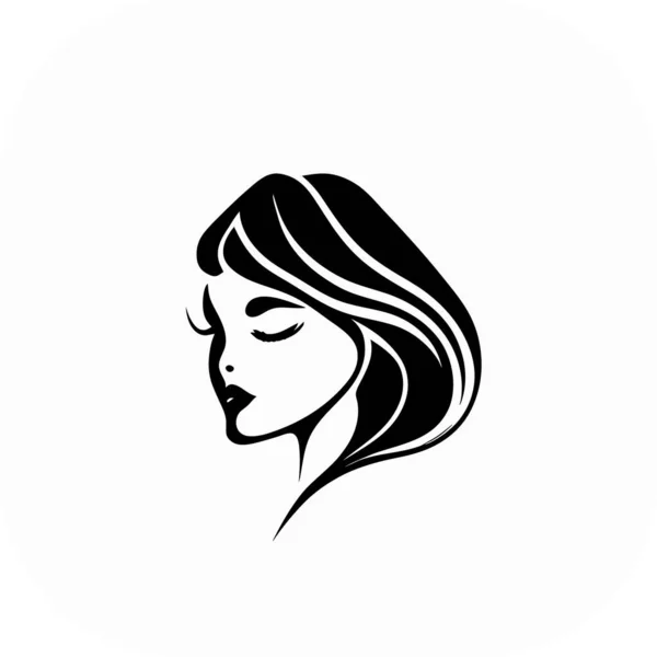 Icono Estilo Pelo Largo Las Mujeres Logotipo Las Mujeres Cara — Vector de stock