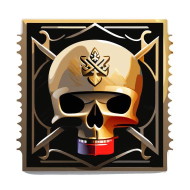 Posta pulu vektör kafatası ve çapraz kemikler banknot kabartma biçimi, poster, tişört, logo, simge, vektör kafatası ile retro posterler, 