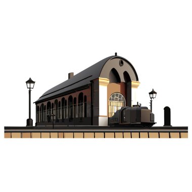 Tren istasyonu, Alessandro Gottardo, vektör sanatı, bir istasyon platformunda. Tren, tramvay, metro yolculuğu, poster, logo, logotype, Vector tren ikonu. 