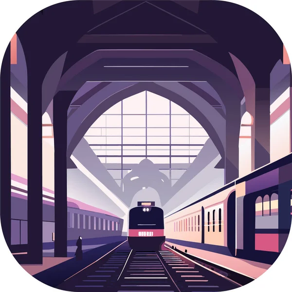 Σιδηροδρομικός Σταθμός Alessandro Gottardo Διανυσματική Τέχνη Μια Πλατφόρμα Σταθμού Εικονογράφηση — Διανυσματικό Αρχείο