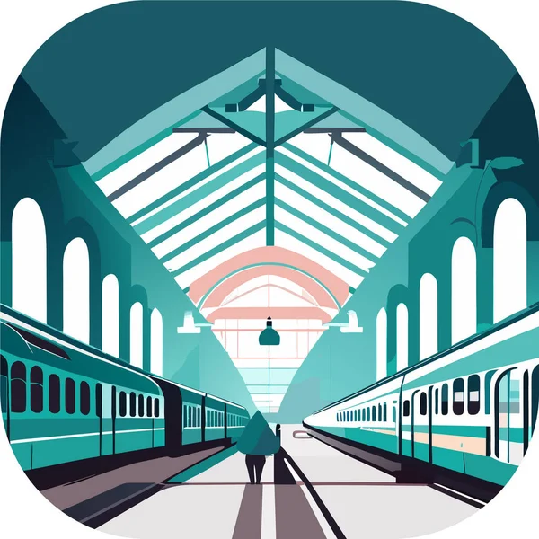 Σιδηροδρομικός Σταθμός Alessandro Gottardo Διανυσματική Τέχνη Μια Πλατφόρμα Σταθμού Εικονογράφηση — Διανυσματικό Αρχείο