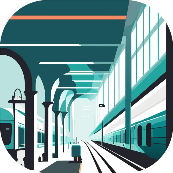 Bahnhof Alessandro Gottardo Vektorkunst Auf Einem Bahnsteig Vektor Illustration Zum — Stockvektor