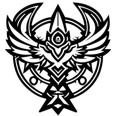 Savaş Çekici, Vektör, Beyaz Arkaplan, Kılıçlı ve kasklı Savaşçı Kafası. Vektör illüstrasyonu, şövalye miğferi bir kalkan şeklinde.