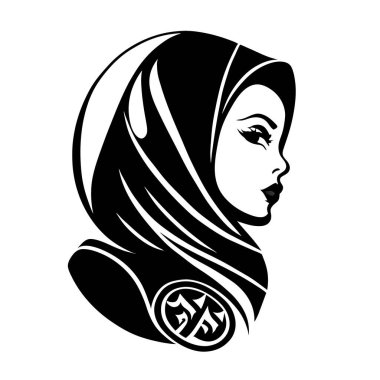 Benzersiz bir konsept ve kartvizit tasarımı olan kadın başörtüsü Premium Vector, Müslüman moda başörtüsü logosu tasarımı, Müslüman kadınlar için güzel başörtüsü
