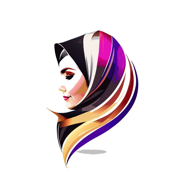 Woman Hijab Logo Unique Concept Business Card Design Premium Vector — Stock Vector