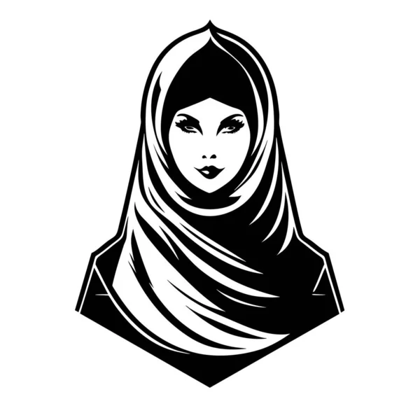 Žena Hidžáb Logo Jedinečným Konceptem Vizitkou Design Premium Vector Muslim — Stockový vektor