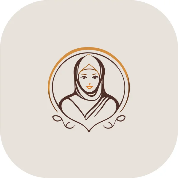 Kvinna Hijab Logotyp Med Unikt Koncept Och Visitkort Design Premium — Stock vektor