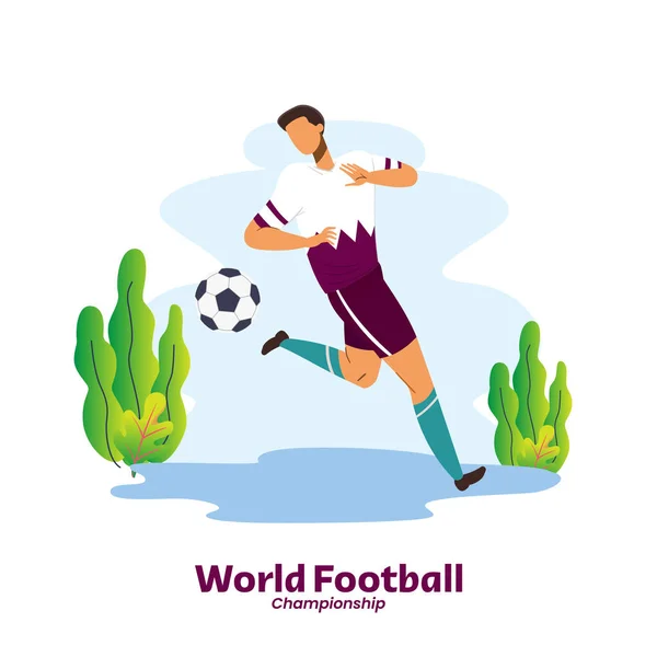 Flat Player Fußball Action Design Vorlage — Stockvektor