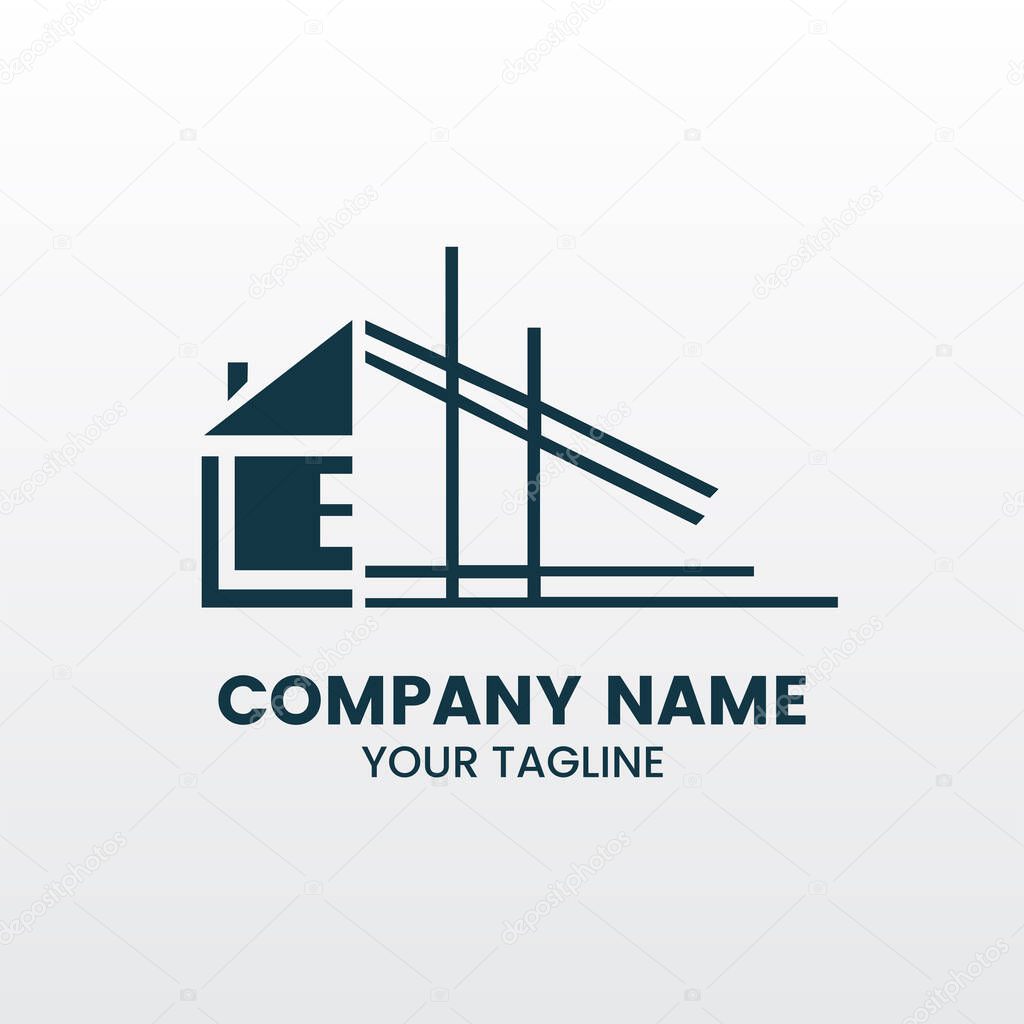 Building architecture sets, real estate logo design line art style