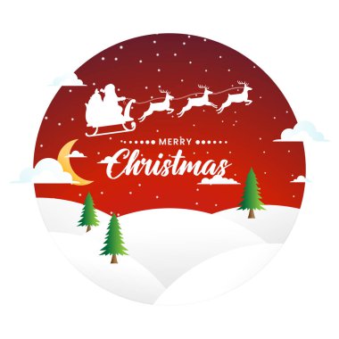 Noel Baba ve Noel ağacı ile Noel manzarası. Noel şenliği poster tasarımı