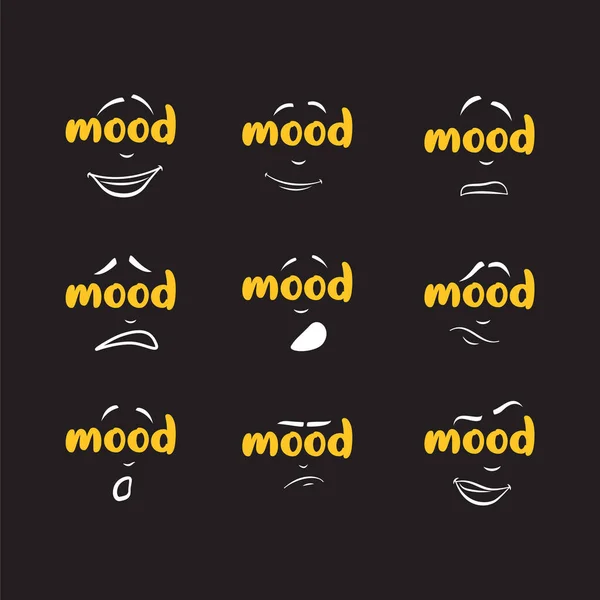 Diferentes Caras Dibujos Animados Expresión Feliz Triste Humor Riendo Sonriendo — Vector de stock