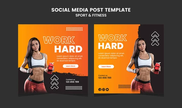 stock vector Social Media Post Template for Gym Fitness Promotion Simple Banner Frame