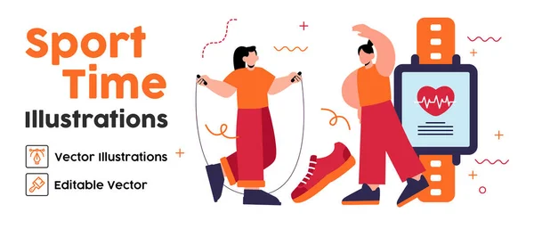 Lovely vector flat design on fitness workout running woman in fall autumn clothing outfit. Sport friendly smiling female character
