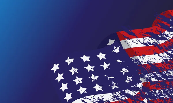 closeup of american USA flag with hand-drawn watercolor, united states of america on blue background