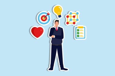 Design thinking process, strategic thinking to create and develop solution to solve problem concept, businessman thinking with empathy, define, ideate, prototype and test idea for implementation. Paper Cut Style