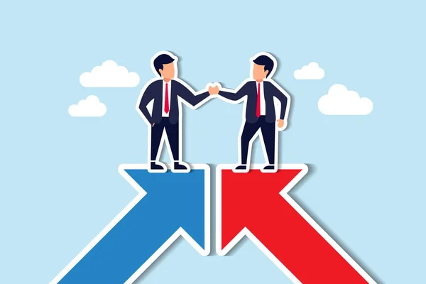 Asociación Cooperación Trabajar Juntos Para Éxito Colaboración Equipo Acuerdo Negociación — Vector de stock