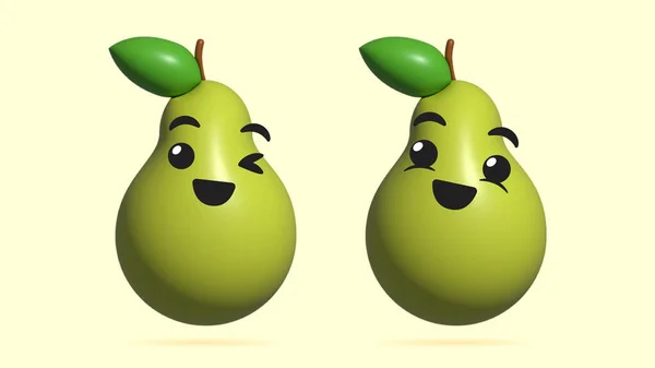 Ρεαλιστική Ψηφιακή Απεικόνιση Του Χαρακτήρα Κινουμένων Σχεδίων Αχλάδι Φρούτων Concept — Φωτογραφία Αρχείου