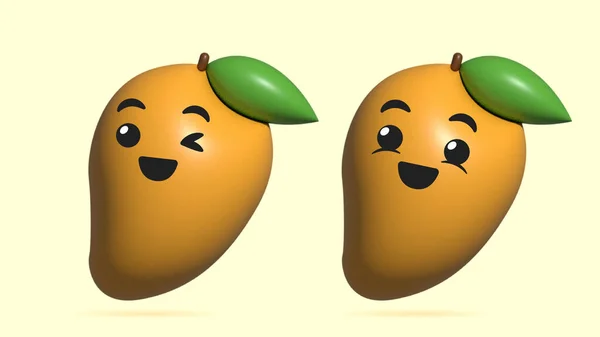 Realistic Digital Illustration Mango Fruit Cartoon Character Arte Conceitual Ícone — Fotografia de Stock