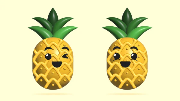 Ρεαλιστική Ψηφιακή Απεικόνιση Του Χαρακτήρα Κινουμένων Σχεδίων Pineapple Concept Τέχνη — Φωτογραφία Αρχείου