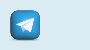 Surabaya, Endonezya - Eylül 2023: İzole edilmiş 3d ikon telgraf logosu, rengarenk sembol. Ağdaki diğer kişilerle resim ve videoları paylaşmak için sosyal medya uygulaması.