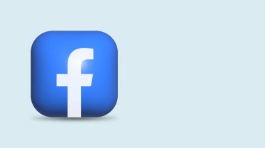 Surabaya, Endonezya - Eylül 2023: İzole edilmiş 3d simge Facebook logosu, rengarenk sembol. Ağdaki diğer kişilerle resim ve videoları paylaşmak için sosyal medya uygulaması.