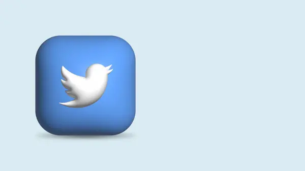 Surabaya, Endonezya - Eylül 2023: İzole edilmiş 3d simge twitter logosu, rengarenk sembol. Ağdaki diğer kişilerle resim ve videoları paylaşmak için sosyal medya uygulaması.