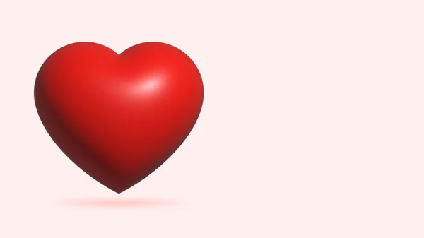 Red heart. Realistic 3d design icon heart symbol love. Vector illustration