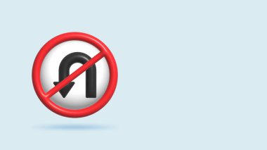 3D gerçekçi illüstrasyon trafik işareti u trun solda