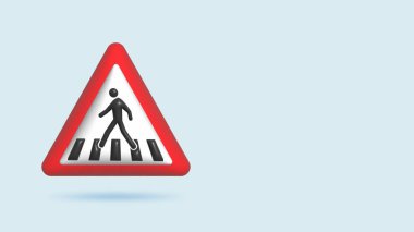 3D gerçekçi illüstrasyon Yol İşareti Yaya geçidi