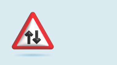 3D gerçekçi Görüntü Beyaz ve kırmızı çerçeveli İki Yönlü İşaret