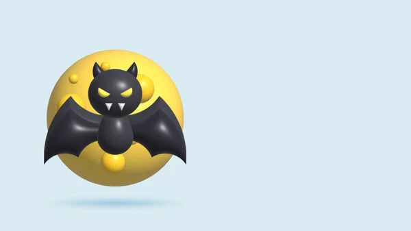 3D写实主义图像万圣节飞行蝙蝠和月亮 — 图库照片