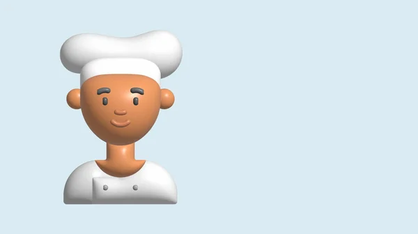 3D搞笑卡通餐厅角色 快乐厨师图标 做饭的人 — 图库照片